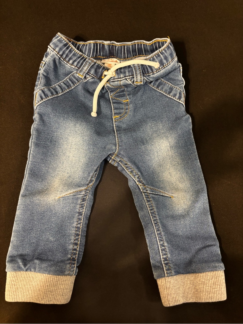 Cat & Jack Light Blue Denim Jogger Pants with Gray Cuffs